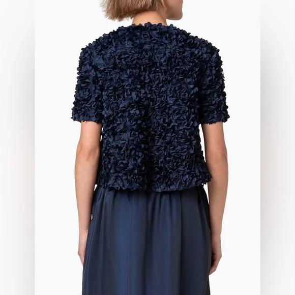 Akris Punto New Lasercut Flower Petal Appliqué Jacket In Ink Size US 4 $1,390.00